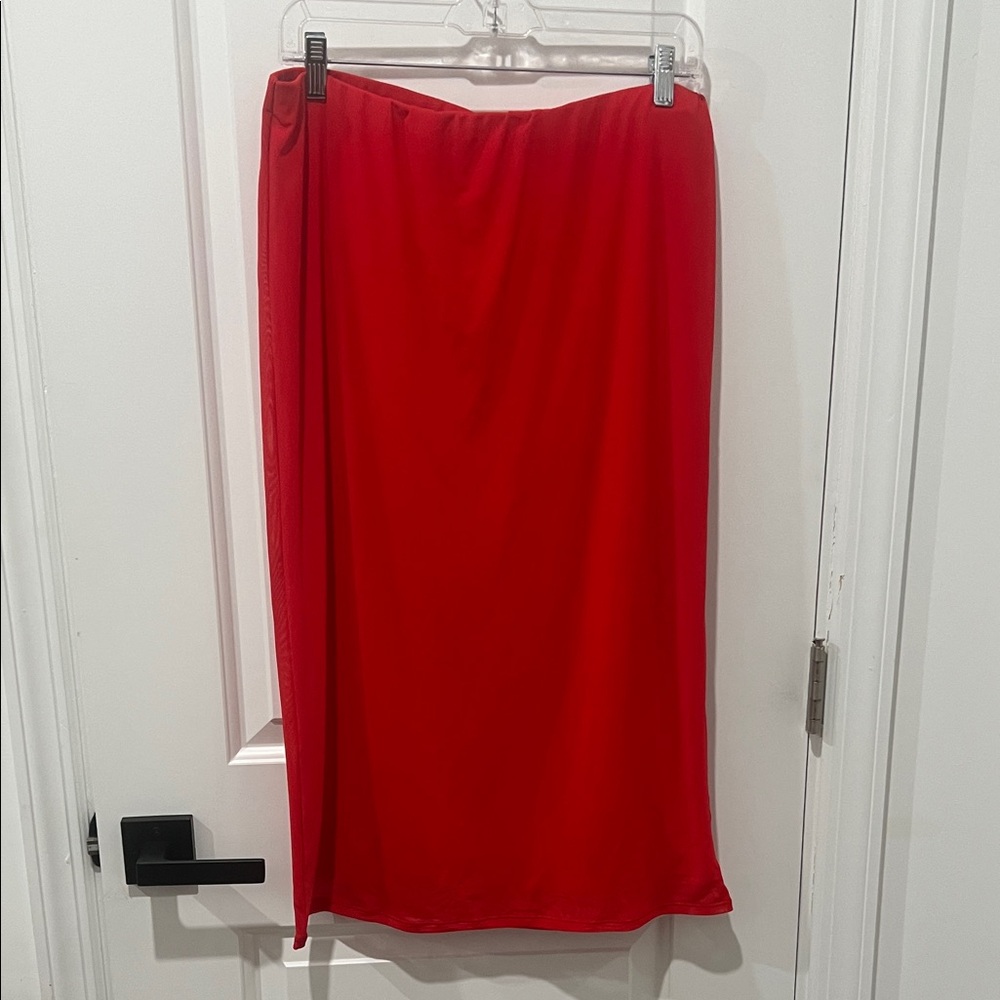 AFRM‎ Sexy Slinky Red Midi Pull On Skirt Size XL